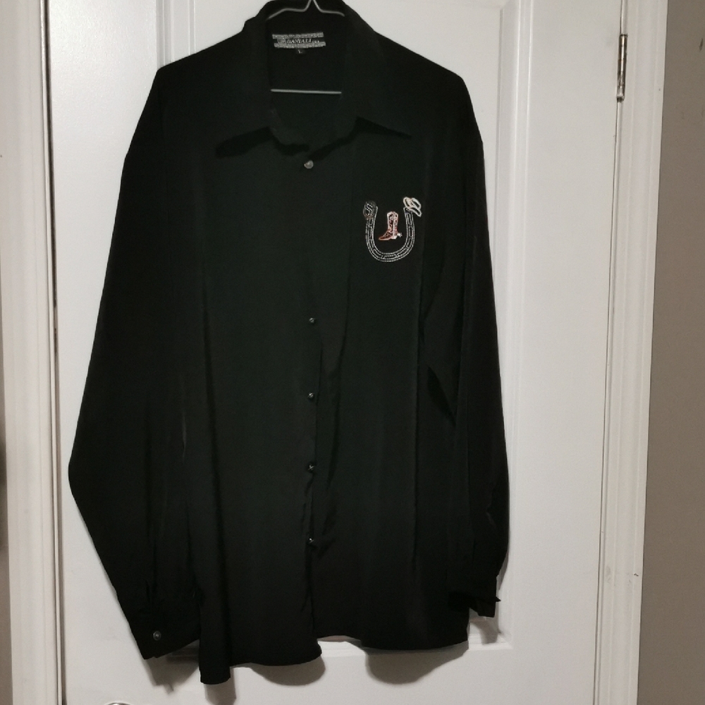 Black Daniali Western Style‎ Button-Up Shirt